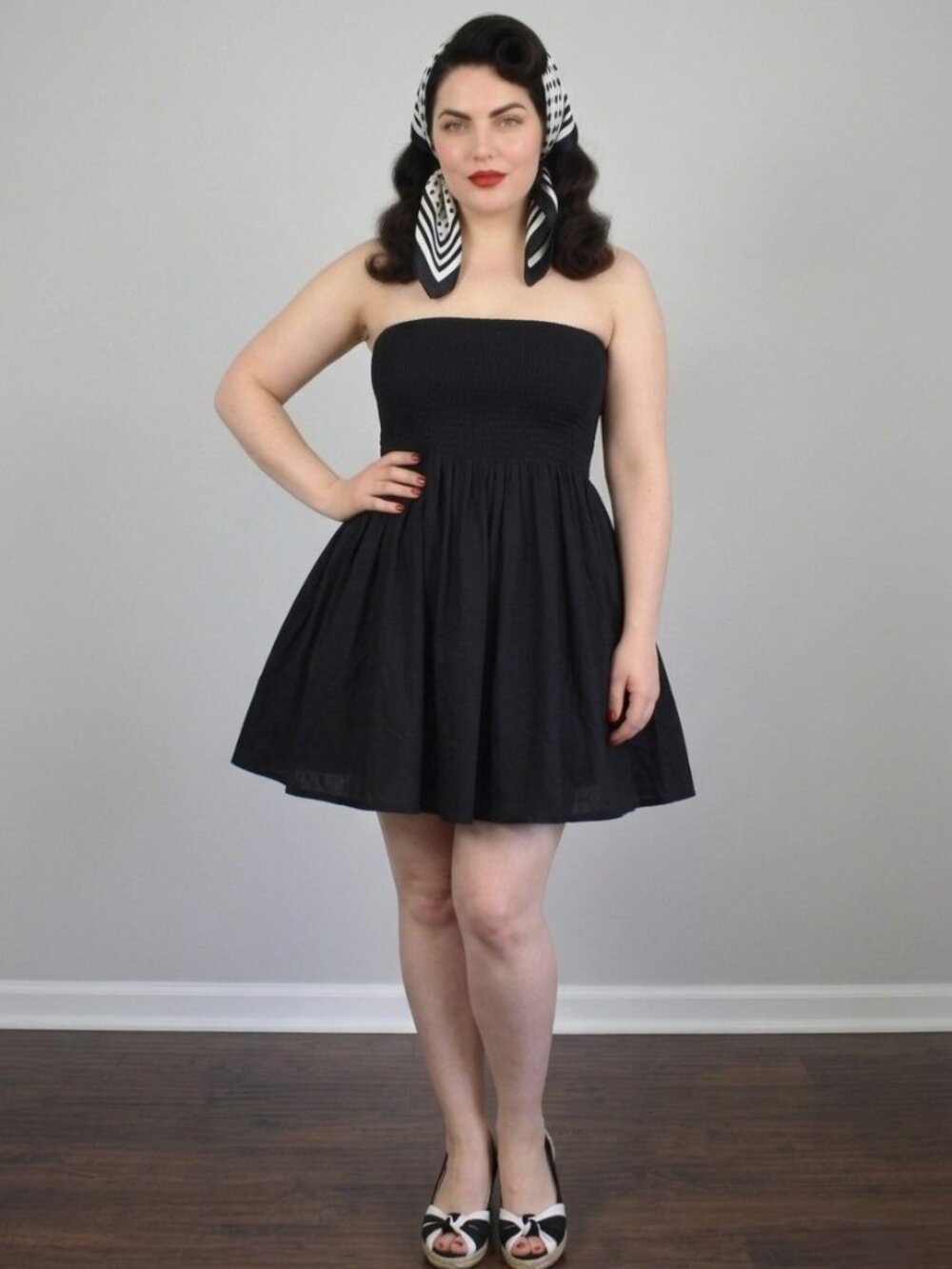 Urban Outfitters Black Smocked Tie-Back Strapless Mini Dress